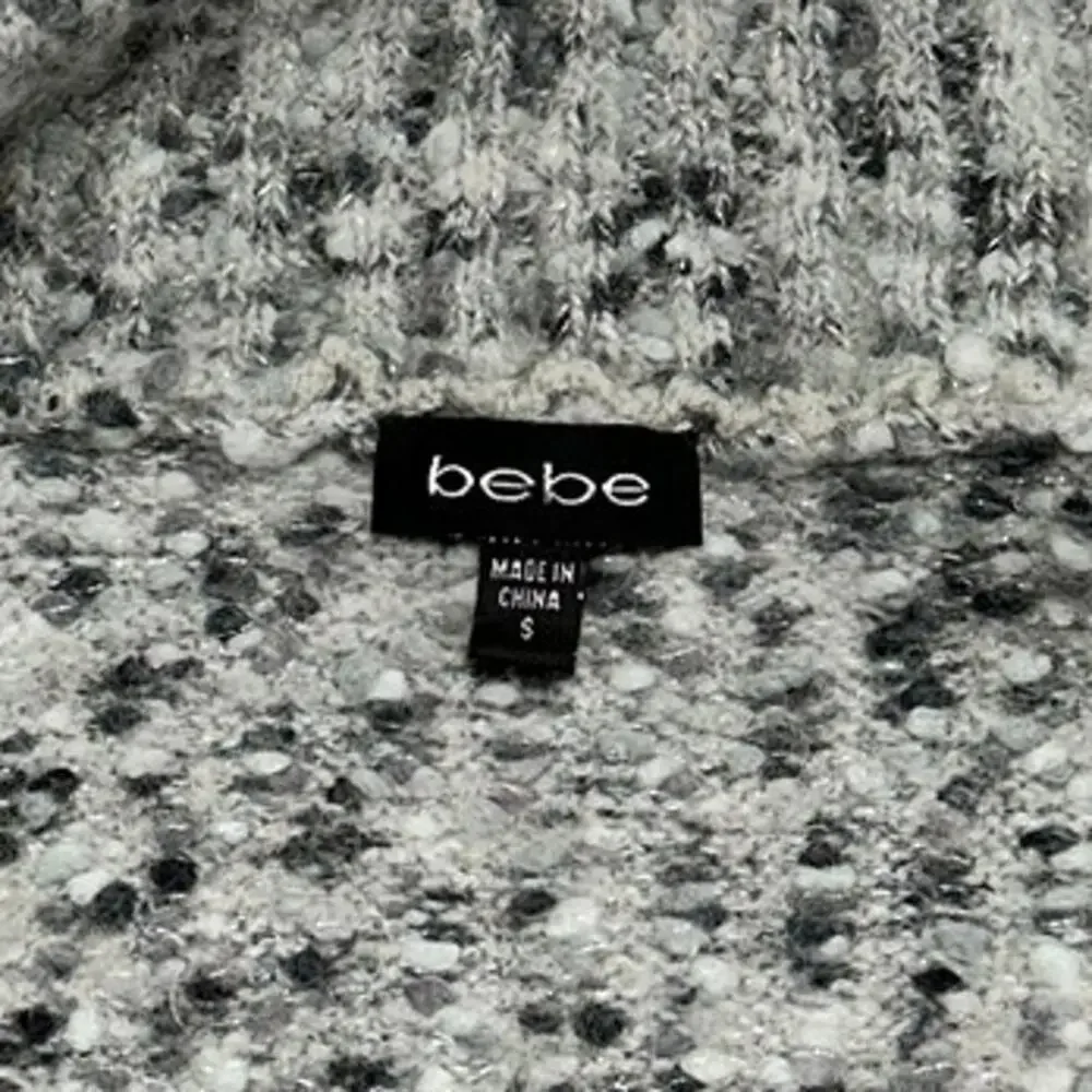 Bebe Cropped Knit Sweater Vest Gray Speckled Open Front Women's Size Small - Picture 7 of 11